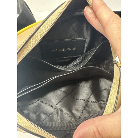 MICHAEL KORS Cooper Graphic Logo Sling Pack Yellow Brown NICE - Picture 3 of 12